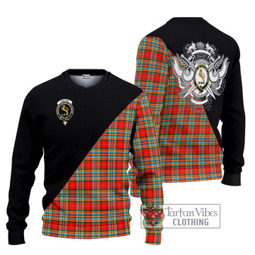 Chattan Tartan Knitted Sweater with Family Crest and Military Logo Style Unisex - Tartanvibesclothing Shop