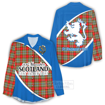 Tartan Vibes Clothing Chattan Family Crest Tartan Women's Casual Shirt Celebrate Saint Andrew's Day in Style