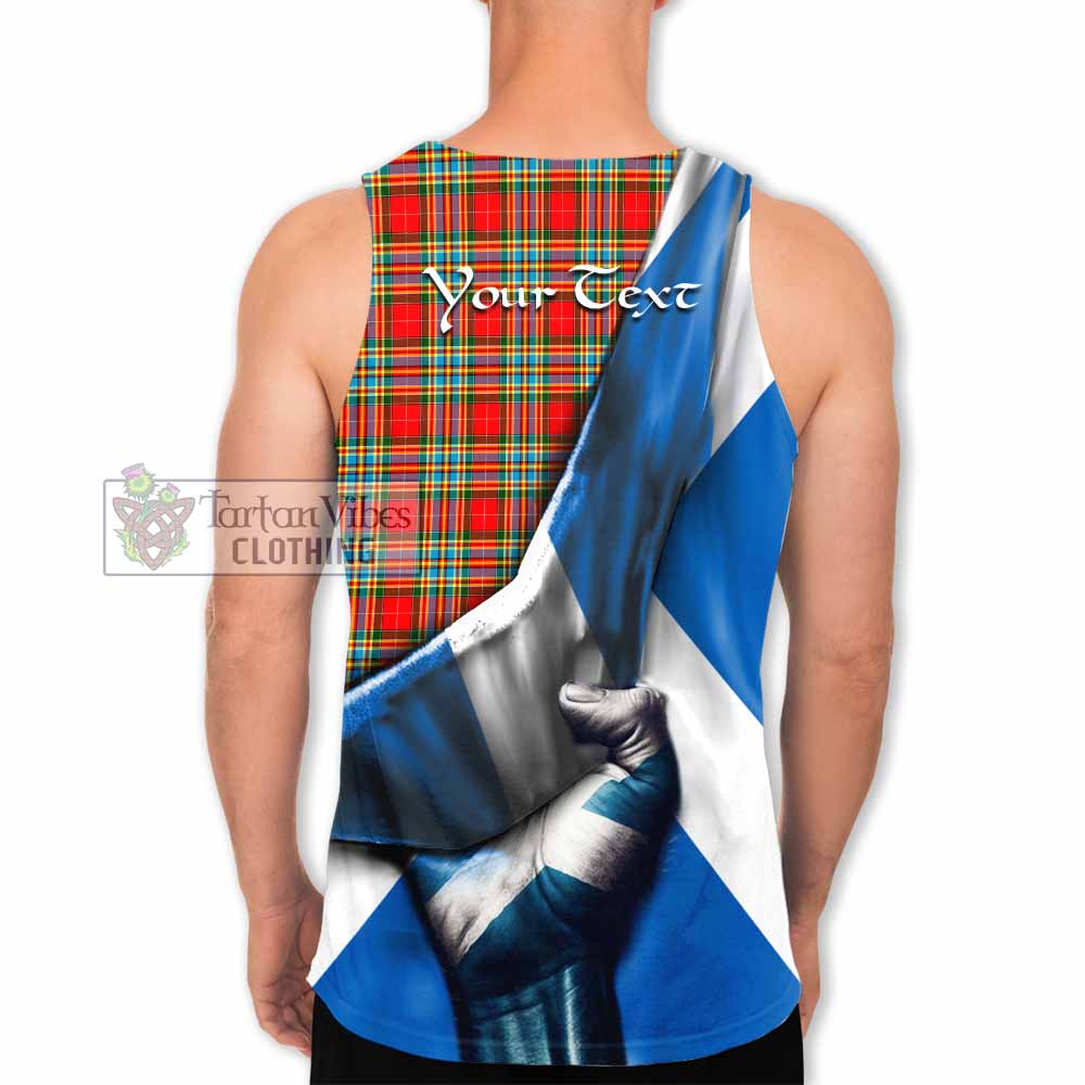 Tartan Vibes Clothing Chattan Tartan Men's Tank Top with Family Crest Scotland Patriotic Style