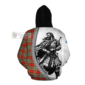 Chattan Tartan Clan Crest Cotton Hoodie with Highlander Warrior Celtic Style