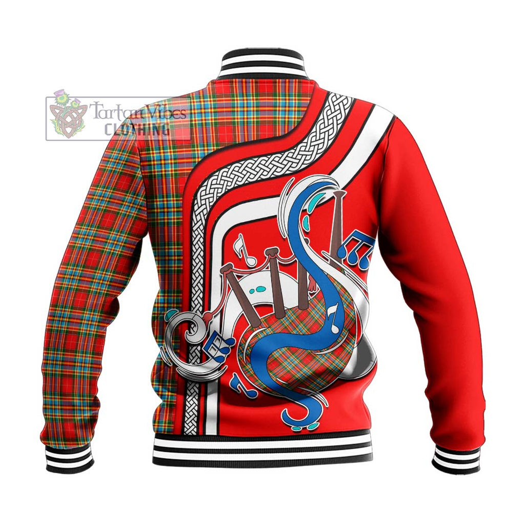 Tartan Vibes Clothing Chattan Tartan Baseball Jacket with Epic Bagpipe Style