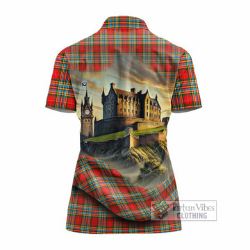 Chattan Tartan Family Crest Women's Polo Shirt with Scottish Ancient Castle Style