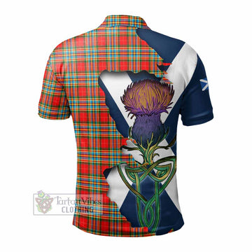 Chattan Tartan Family Crest Polo Shirt Scottish Thistle Celtic Inspired