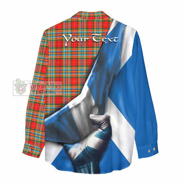 Tartan Vibes Clothing Chattan Tartan Women's Casual Shirt with Family Crest Scotland Patriotic Style