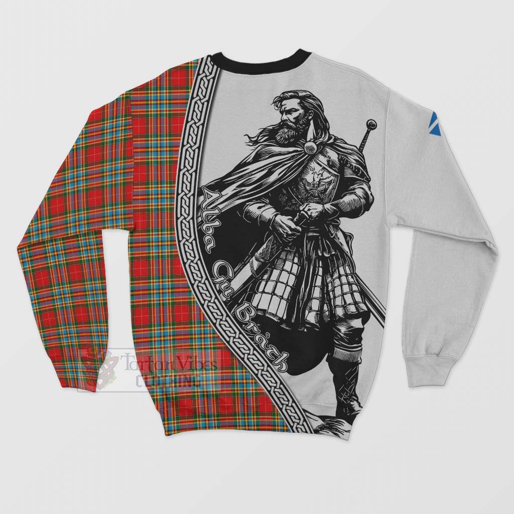 Tartan Vibes Clothing Chattan Tartan Clan Crest Sweatshirt with Highlander Warrior Celtic Style