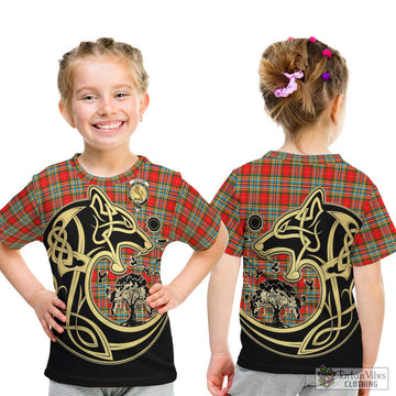 Chattan Tartan Kid T-Shirt with Family Crest Celtic Wolf Style - Tartan Vibes Clothing