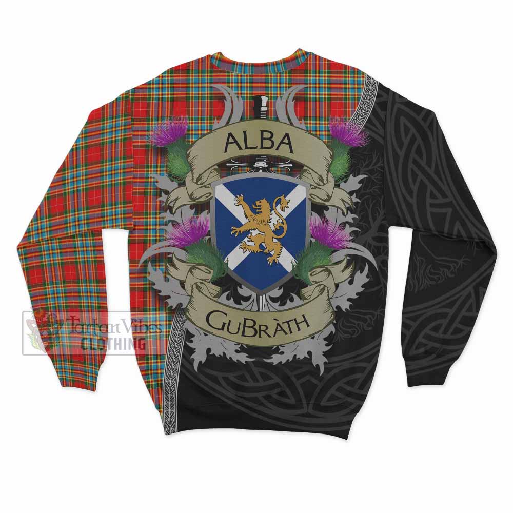 Tartan Vibes Clothing Chattan Tartan Family Crest Sweatshirt Lion Rampant Royal Thistle Shield Celtic Inspired