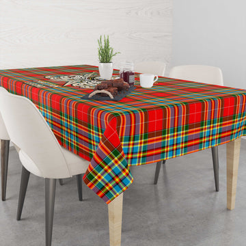 Chattan Tartan Tablecloth with Clan Crest and the Golden Sword of Courageous Legacy