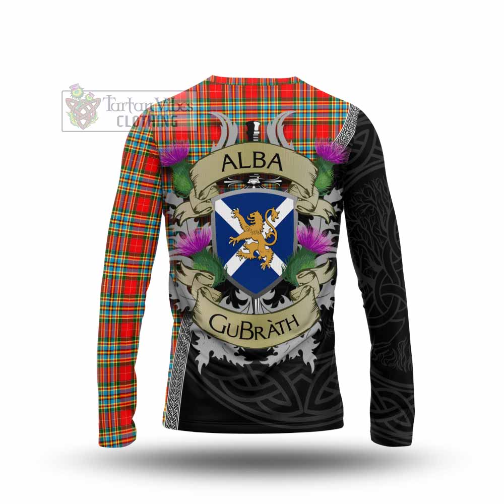 Tartan Vibes Clothing Chattan Tartan Family Crest Long Sleeve T-Shirt Lion Rampant Royal Thistle Shield Celtic Inspired