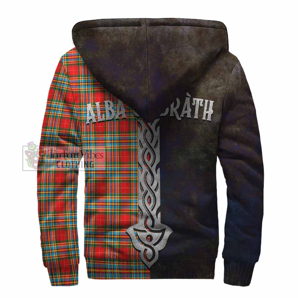 Tartan Vibes Clothing Chattan Tartan Family Crest Sherpa Hoodie Alba Gu Brath Be Brave Lion Ancient Style