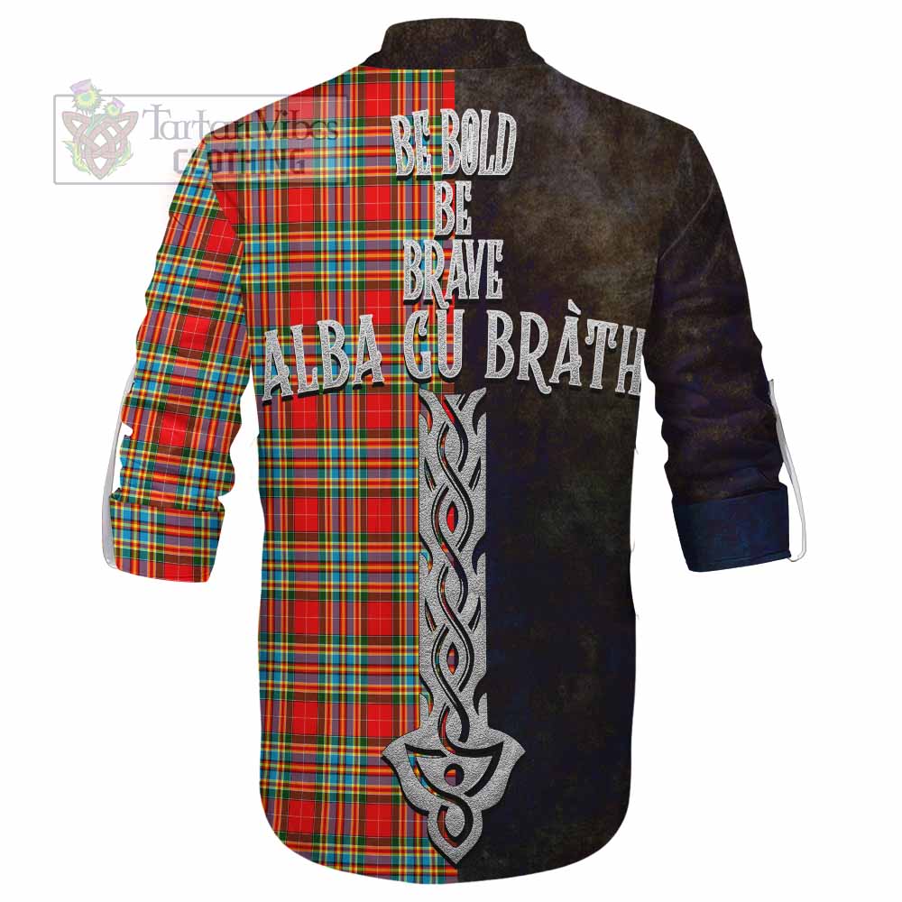 Tartan Vibes Clothing Chattan Tartan Family Crest Ghillie Kilt Shirt Alba Gu Brath Be Brave Lion Ancient Style