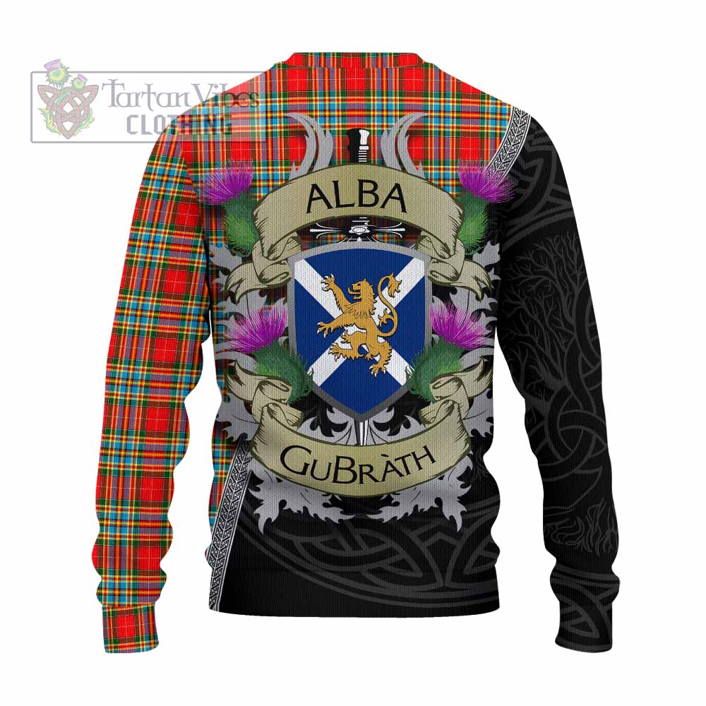 Tartan Vibes Clothing Chattan Tartan Family Crest Knitted Sweater Lion Rampant Royal Thistle Shield Celtic Inspired