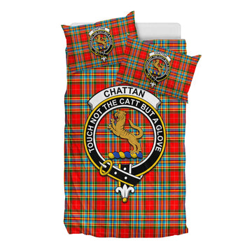 Chattan Tartan Bedding Set with Family Crest - Tartan Vibes Clothing