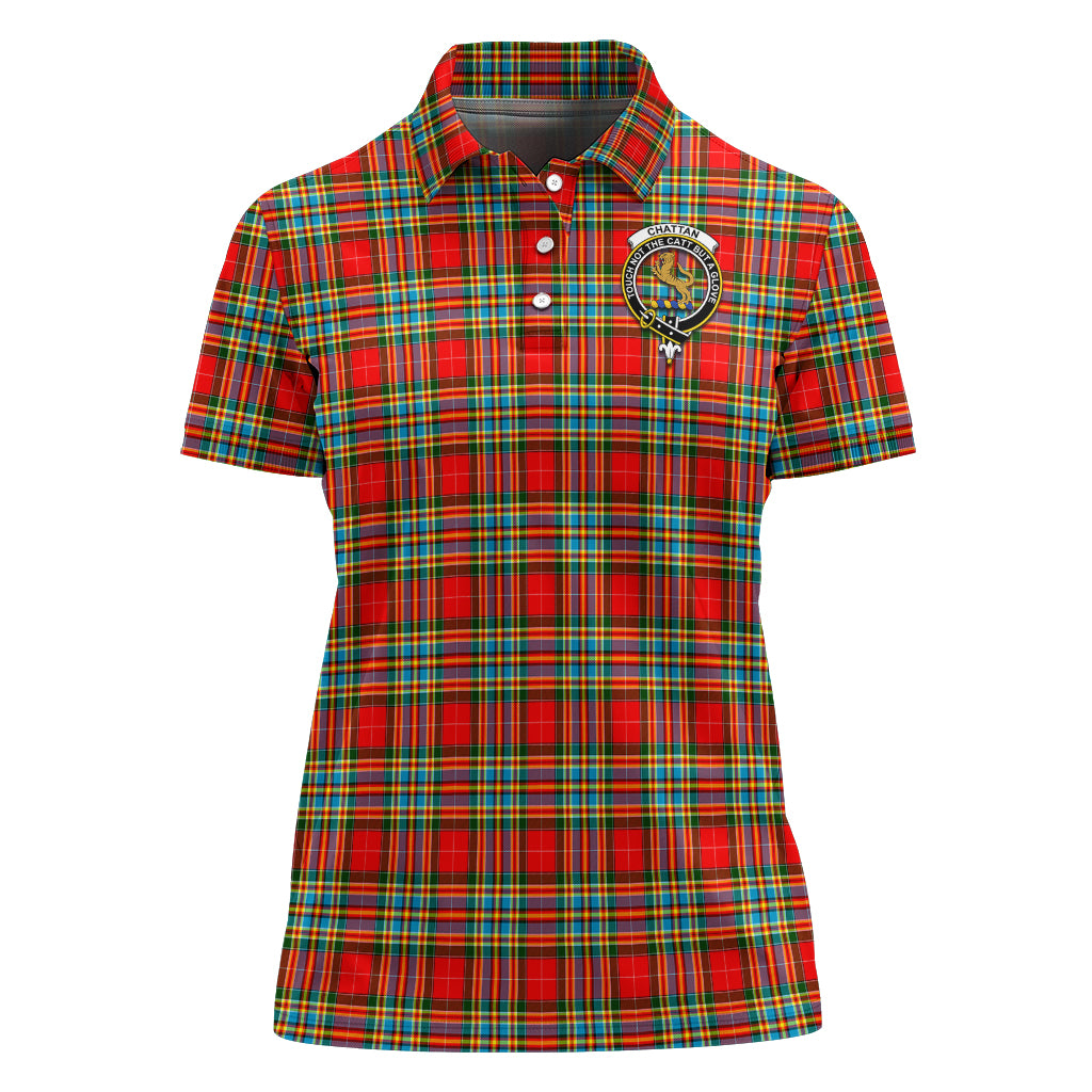 chattan-tartan-polo-shirt-with-family-crest-for-women
