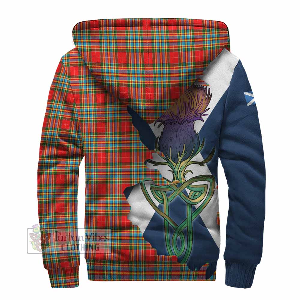 Tartan Vibes Clothing Chattan Tartan Family Crest Sherpa Hoodie Scottish Thistle Celtic Inspired