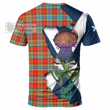 Tartan Vibes Clothing Chattan Tartan Family Crest T-Shirt Scottish Thistle Celtic Inspired