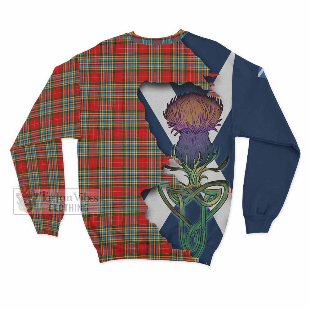 Tartan Vibes Clothing Chattan Tartan Family Crest Sweatshirt Scottish Thistle Celtic Inspired