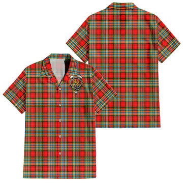 Chattan Tartan Short Sleeve Button Down Shirt with Family Crest