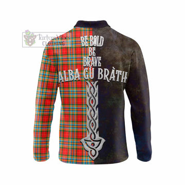 Chattan Tartan Family Crest Long Sleeve Polo Shirt Alba Gu Brath Be Brave Lion Ancient Style