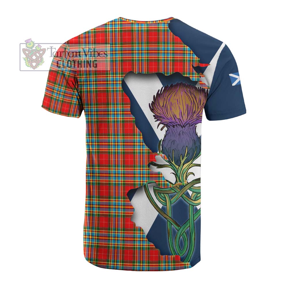 Tartan Vibes Clothing Chattan Tartan Family Crest Cotton T-shirt Scottish Thistle Celtic Inspired