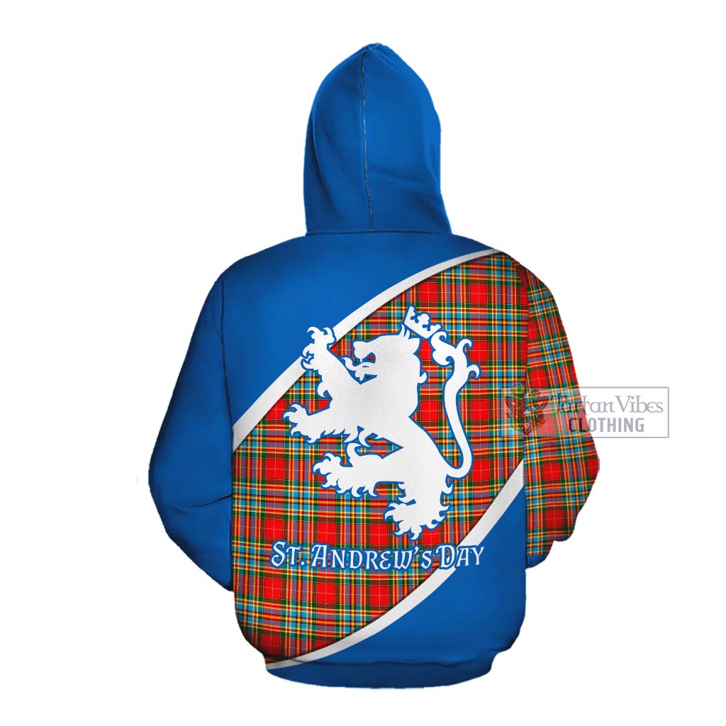 Tartan Vibes Clothing Chattan Family Crest Tartan Cotton Hoodie Celebrate Saint Andrew's Day in Style