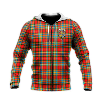 Chattan Tartan Knitted Hoodie with Family Crest