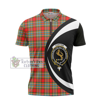 Tartan Vibes Clothing Chattan Tartan Zipper Polo Shirt with Family Crest Circle Style