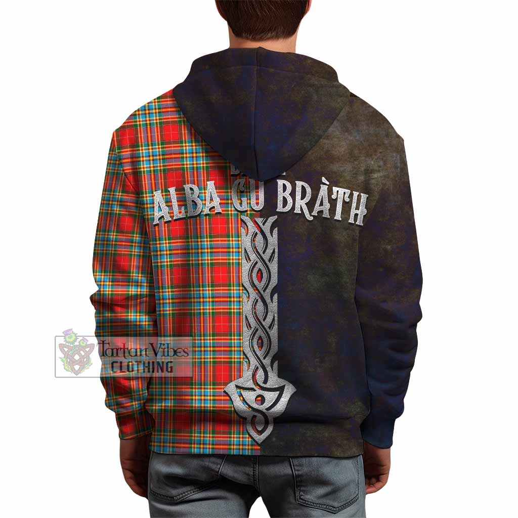 Tartan Vibes Clothing Chattan Tartan Family Crest Hoodie Alba Gu Brath Be Brave Lion Ancient Style