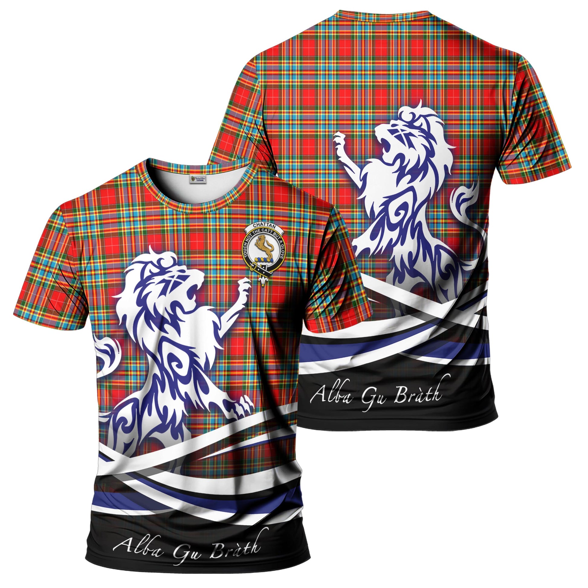 chattan-tartan-t-shirt-with-alba-gu-brath-regal-lion-emblem