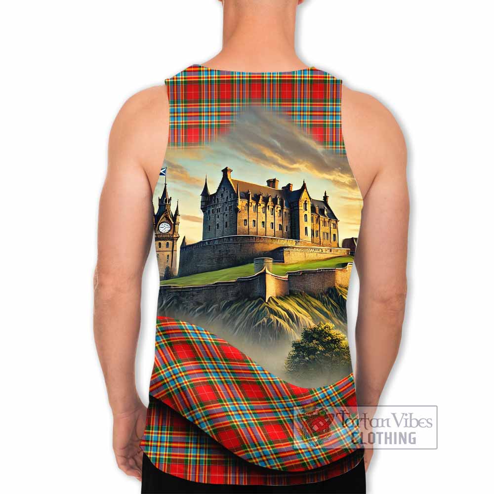 Tartan Vibes Clothing Chattan Tartan Family Crest Men's Tank Top with Scottish Ancient Castle Style