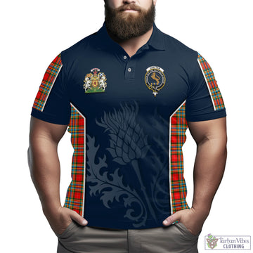 Chattan Tartan Men's Polo Shirt with Family Crest and Scottish Thistle Vibes Sport Style