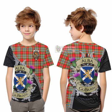 Tartan Vibes Clothing Chattan Tartan Family Crest Kid T-Shirt Lion Rampant Royal Thistle Shield Celtic Inspired
