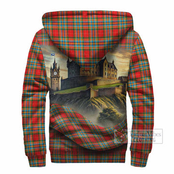 Tartan Vibes Clothing Chattan Tartan Family Crest Sherpa Hoodie with Scottish Ancient Castle Style