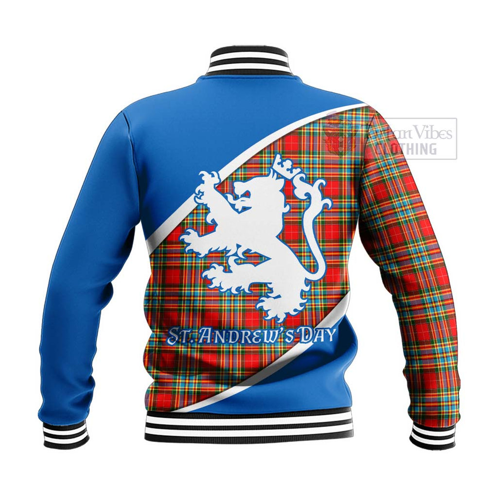 Tartan Vibes Clothing Chattan Family Crest Tartan Baseball Jacket Celebrate Saint Andrew's Day in Style