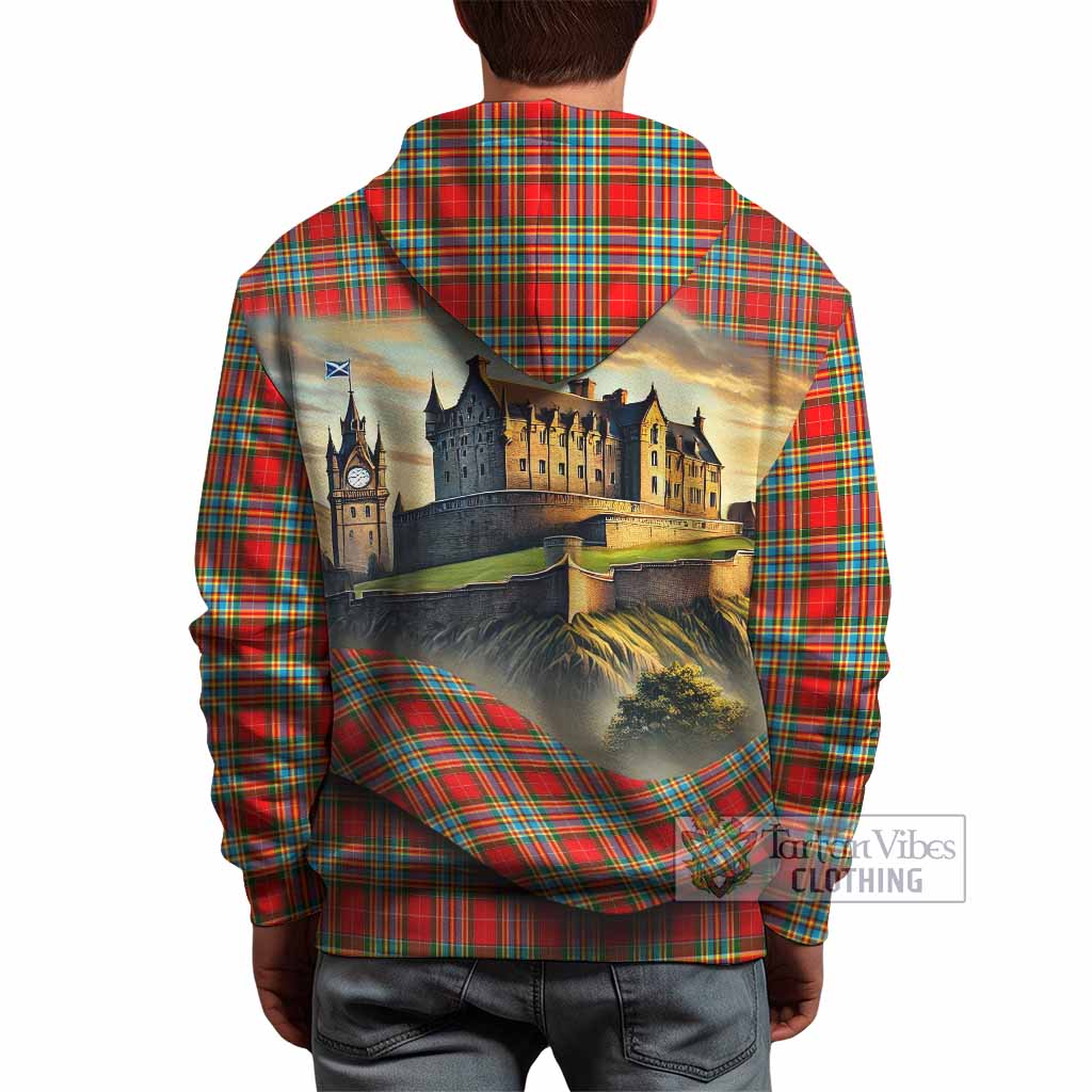 Tartan Vibes Clothing Chattan Tartan Family Crest Hoodie with Scottish Ancient Castle Style