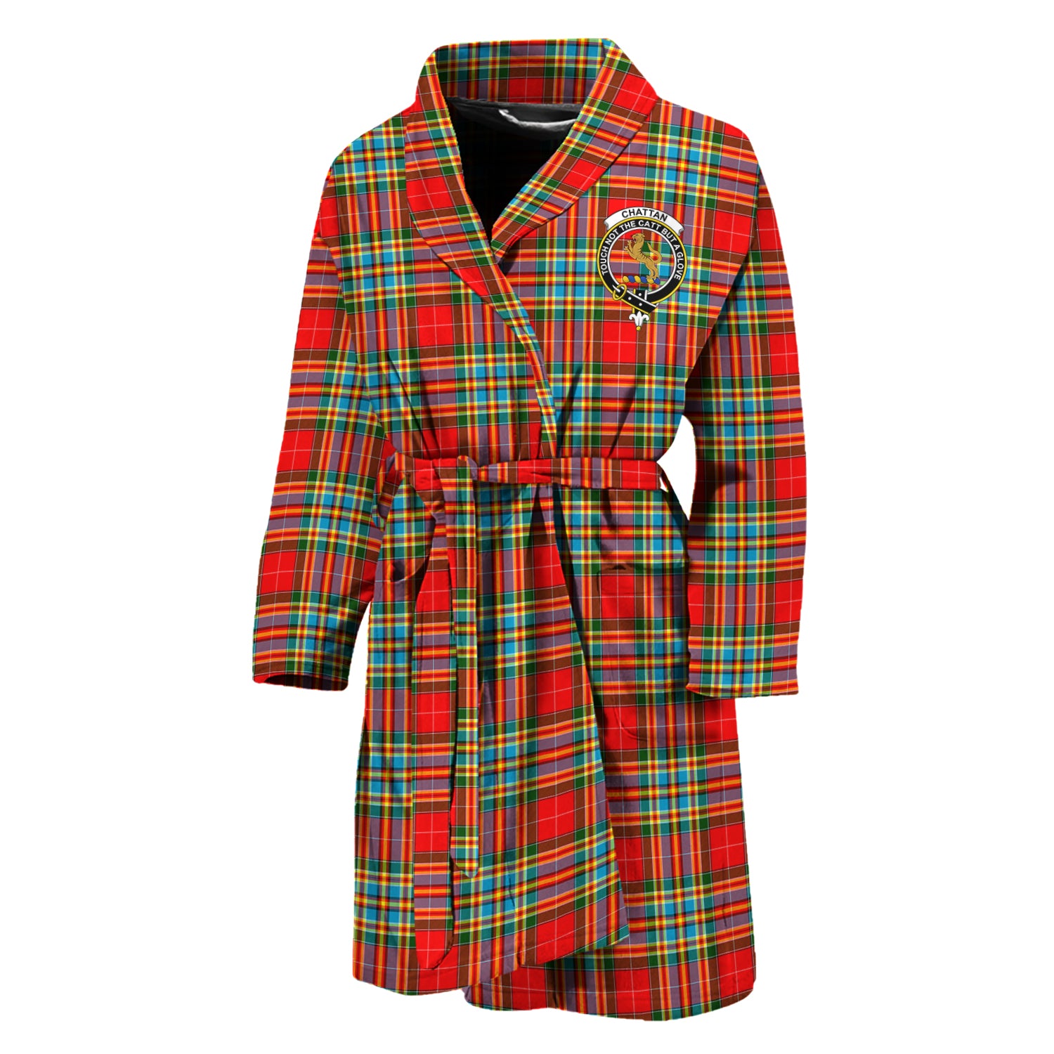 Chattan Tartan Bathrobe with Family Crest Unisex M - Tartan Vibes Clothing