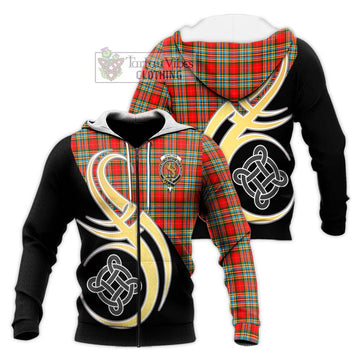 Chattan Tartan Knitted Hoodie with Family Crest and Celtic Symbol Style Unisex Knitted Zip Hoodie - Tartan Vibes Clothing