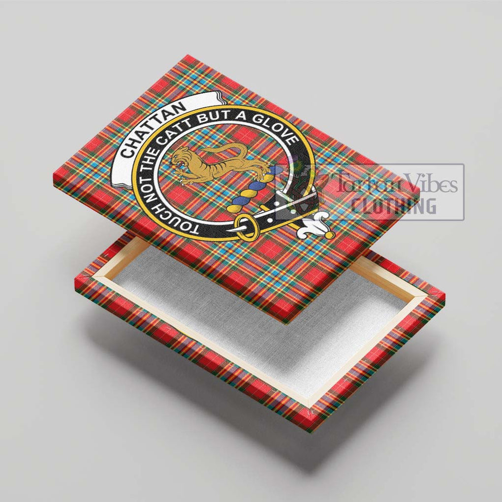 Chattan Tartan Canvas Print Wall Art with Family Crest - Tartan Vibes Clothing