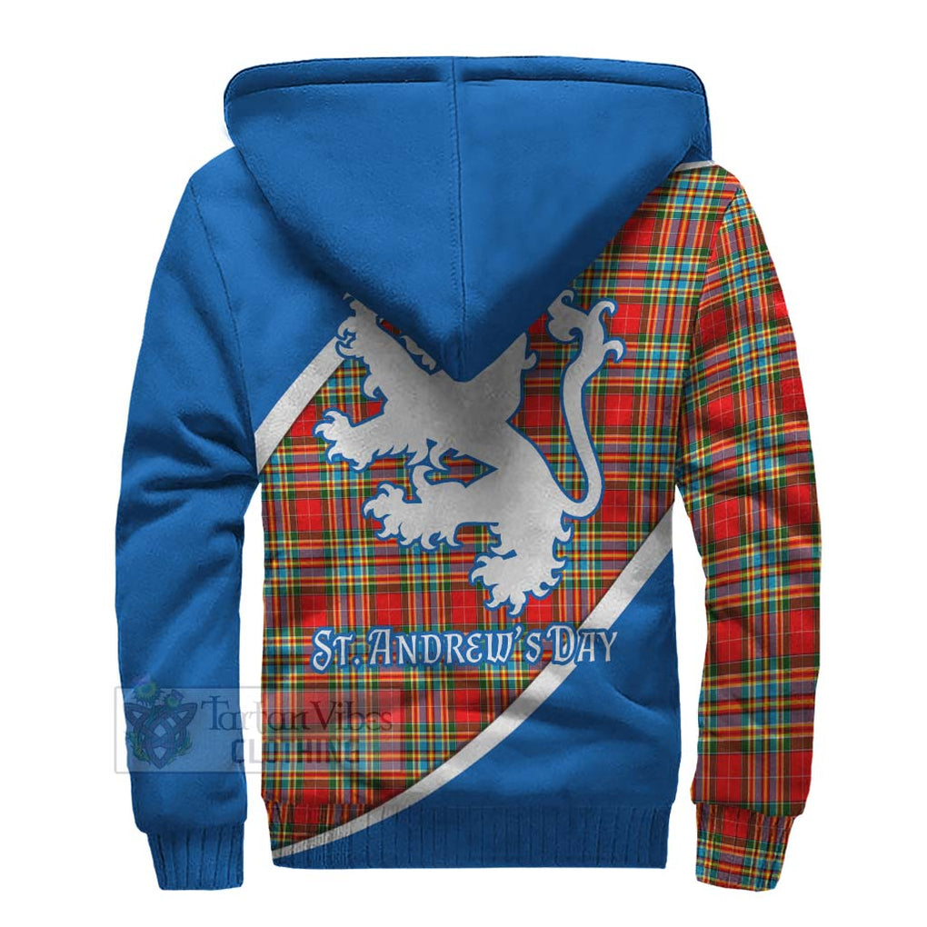 Tartan Vibes Clothing Chattan Family Crest Tartan Sherpa Hoodie Celebrate Saint Andrew's Day in Style