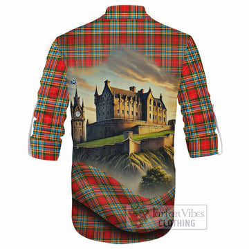 Chattan Tartan Family Crest Ghillie Kilt Shirt with Scottish Ancient Castle Style