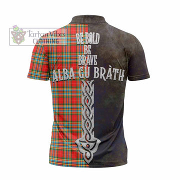 Chattan Tartan Family Crest Zipper Polo Shirt Alba Gu Brath Be Brave Lion Ancient Style