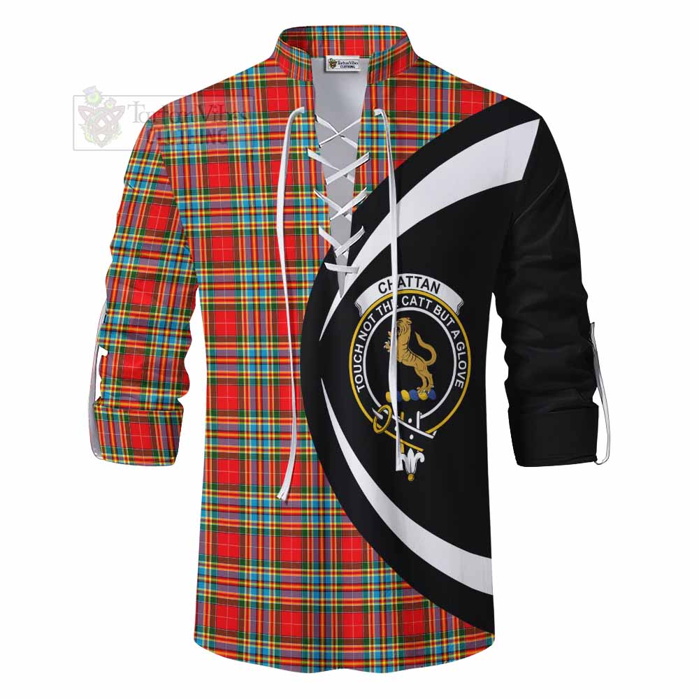Tartan Vibes Clothing Chattan Tartan Ghillie Kilt Shirt with Family Crest Circle Style