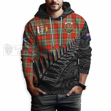 Chattan Crest Tartan Hoodie with New Zealand Silver Fern Half Style