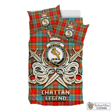 Chattan Tartan Bedding Set with Clan Crest and the Golden Sword of Courageous Legacy
