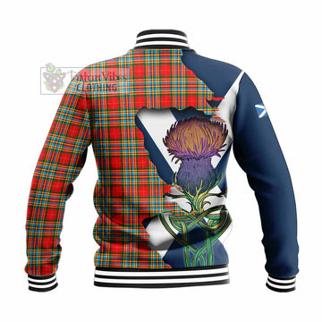 Chattan Tartan Family Crest Baseball Jacket Scottish Thistle Celtic Inspired