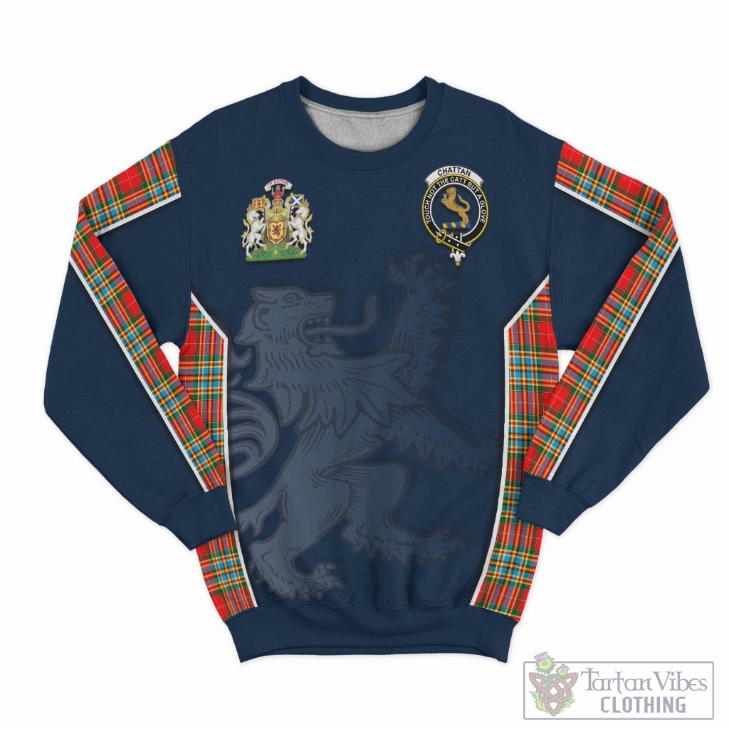Tartan Vibes Clothing Chattan Tartan Sweater with Family Crest and Lion Rampant Vibes Sport Style