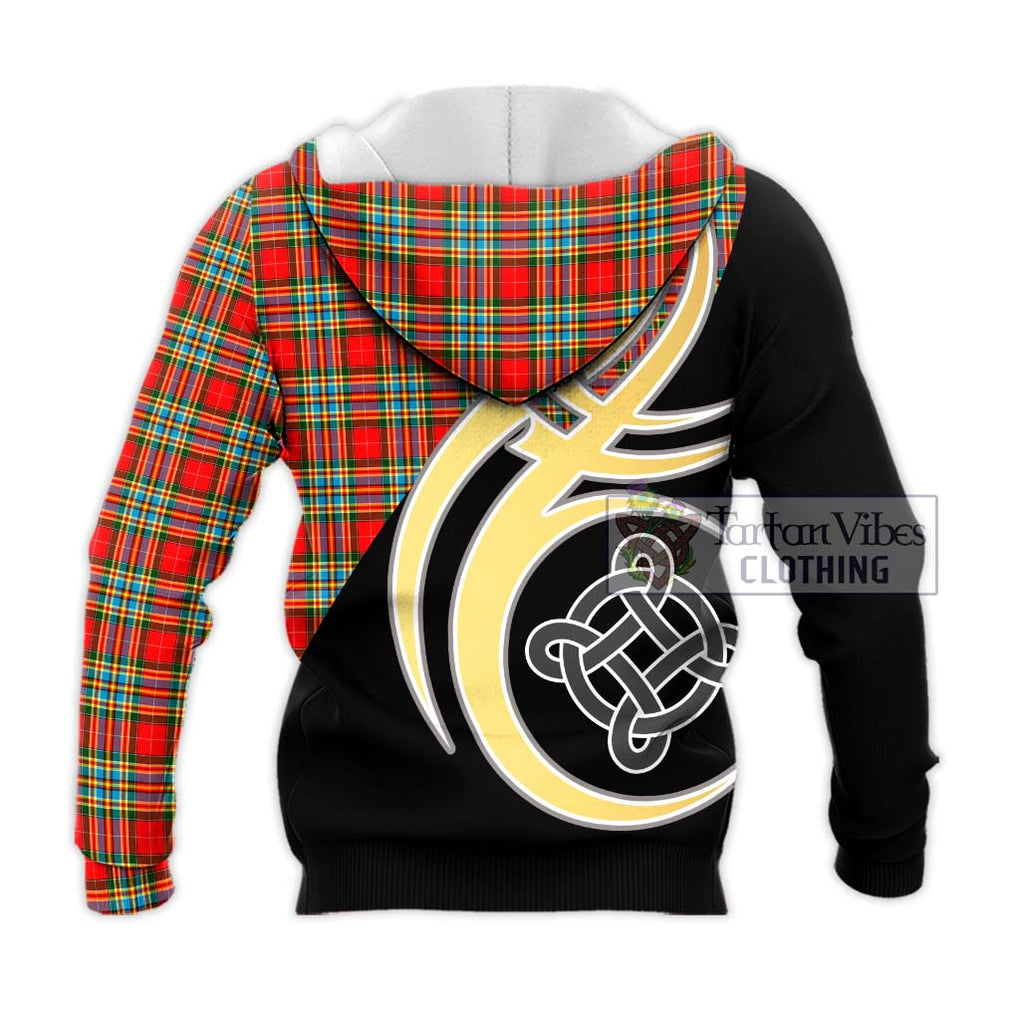 Chattan Tartan Knitted Hoodie with Family Crest and Celtic Symbol Style - Tartan Vibes Clothing