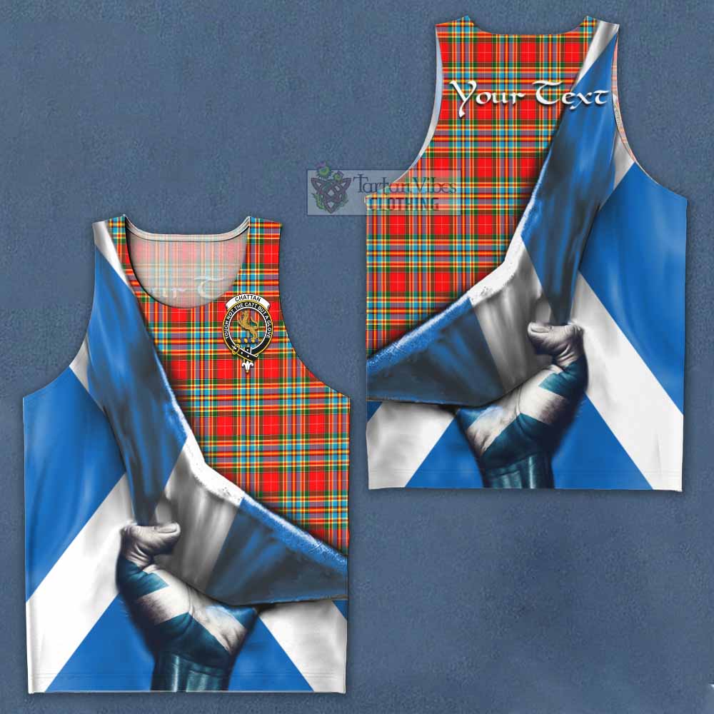 Tartan Vibes Clothing Chattan Tartan Men's Tank Top with Family Crest Scotland Patriotic Style