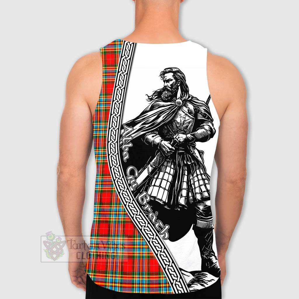 Tartan Vibes Clothing Chattan Tartan Clan Crest Men's Tank Top with Highlander Warrior Celtic Style