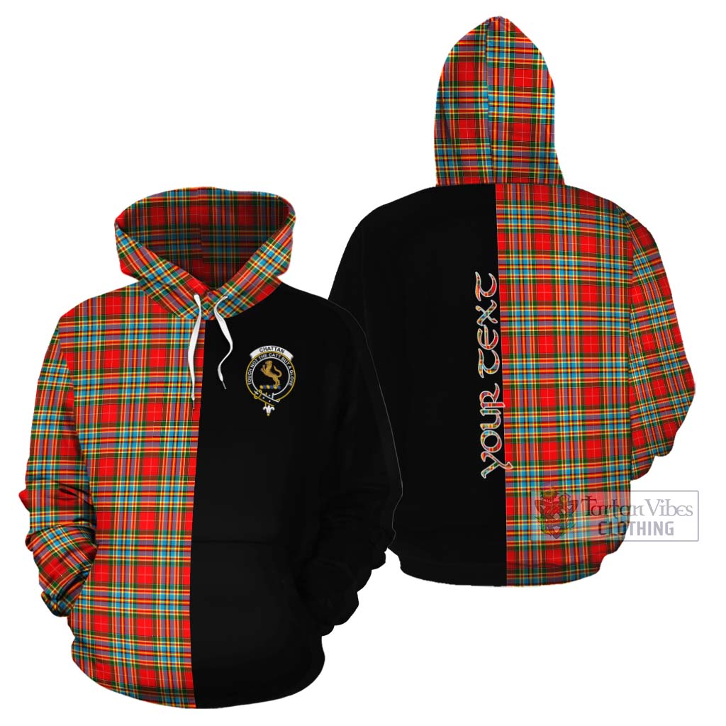 Tartan Vibes Clothing Chattan Tartan Cotton Hoodie with Family Crest and Half Of Me Style